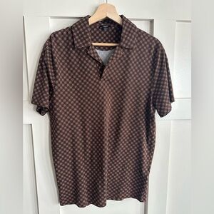 Express Patterned Geometric Soft Relaxed Fit Polo